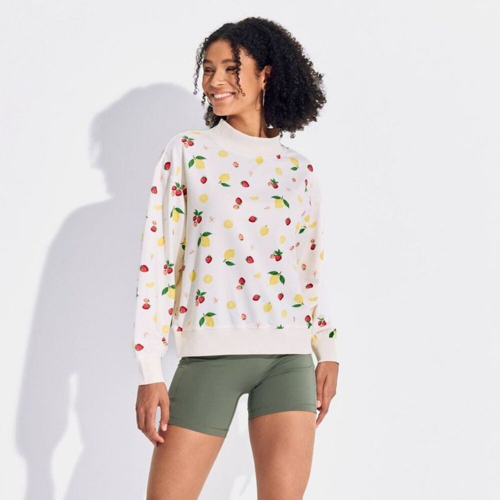Women's Mock Neck Pullover Sweatshirt - Wild Fable Cream L